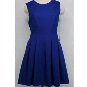BCBG MAXARZIA Cobalt Blue Pleated Dress